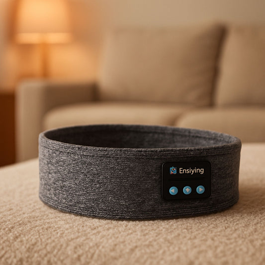REXSAR Cozy Sleep Headband, a soft dark-gray fabric headband with built-in audio for sleeping